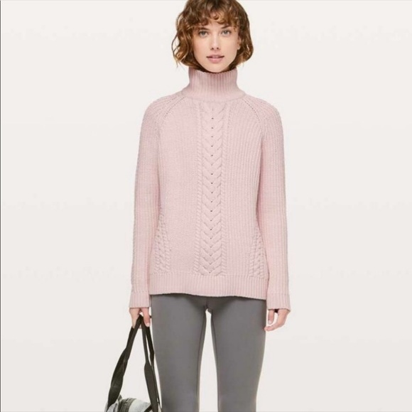 LuluLemon Break The Cozy Pink Knit Turtleneck Sweater